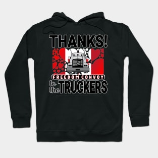 THANKS TO THE TRUCKERS FREEDOM CONVOY 2022 - LIBERTE - I LOVE THE TRUCKERS BLACK LETTERS Hoodie